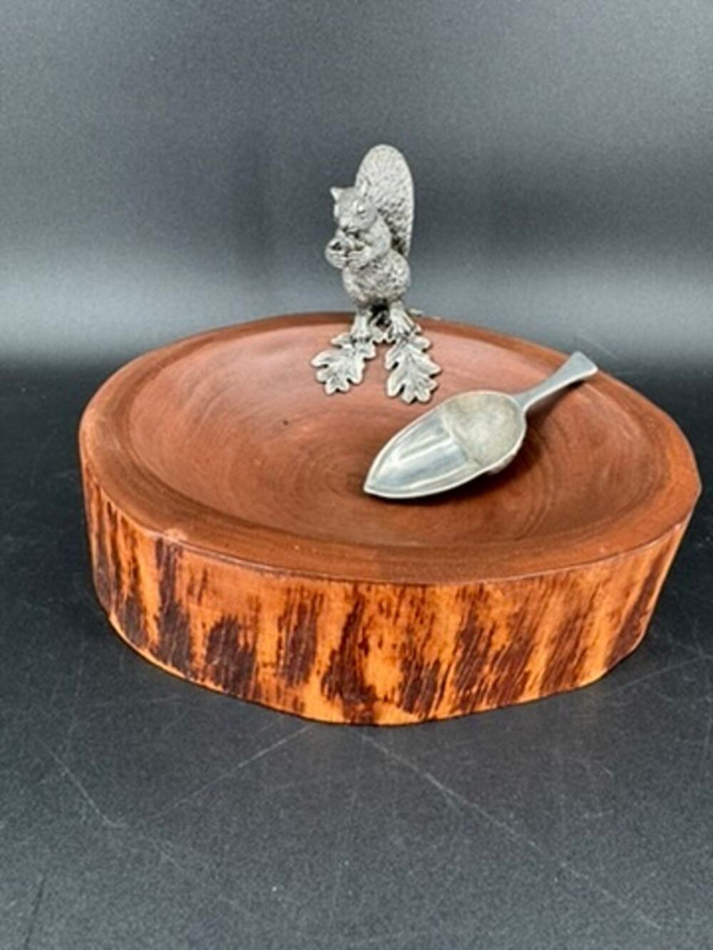Vagabond House Squirrel Nut Bowl Acorn Scoop Pewter Mango Wood